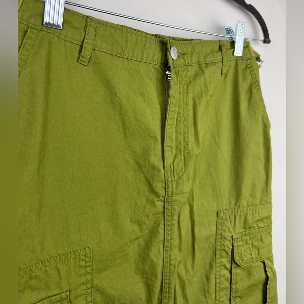 Wild Fable Olive Green Cotton Utility Cargo Skirt XXS Long Midi Pockets D-Ring - Picture 3 of 11